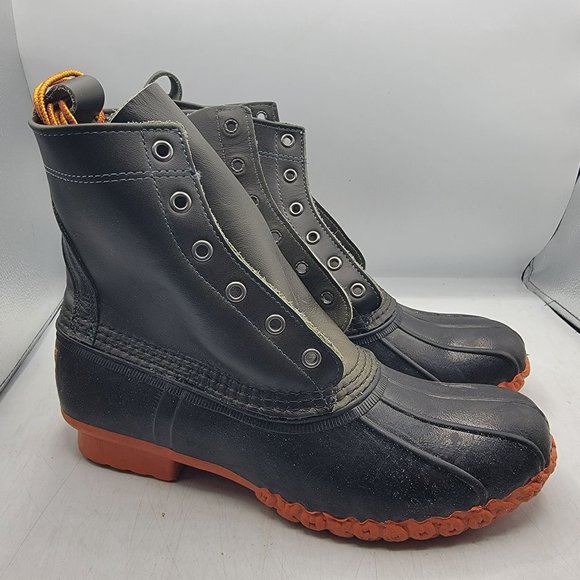 LL Bean Mens 9 Gray Orange Bean Boots Made In USA Rain Casual Outdoors Walking - Picture 1 of 13